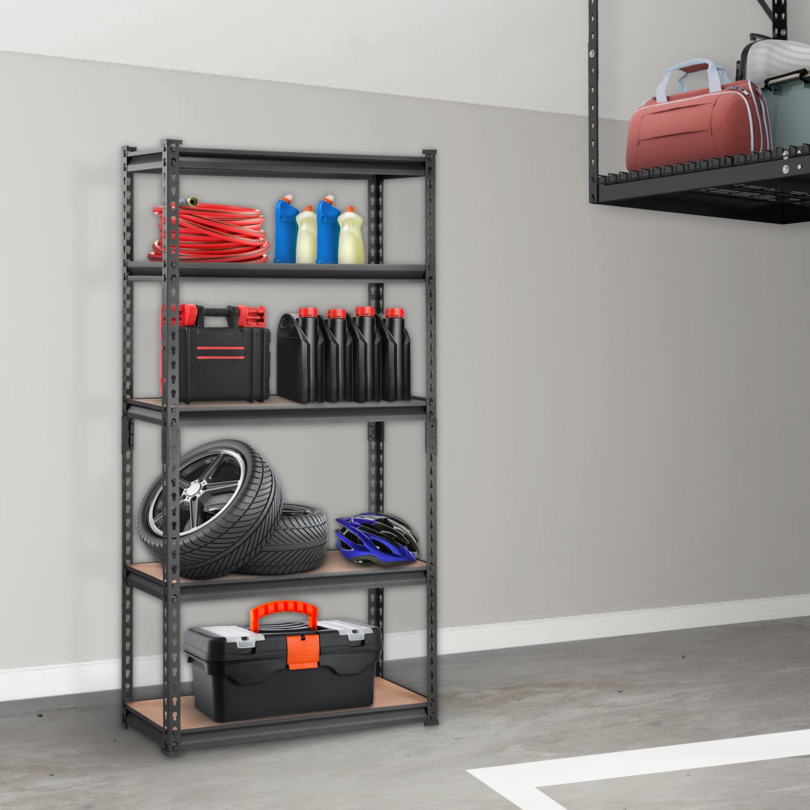 Heavy Duty Metal Storage Shelving Unit 5 Tier Adjustable Rack Black_voghion.com